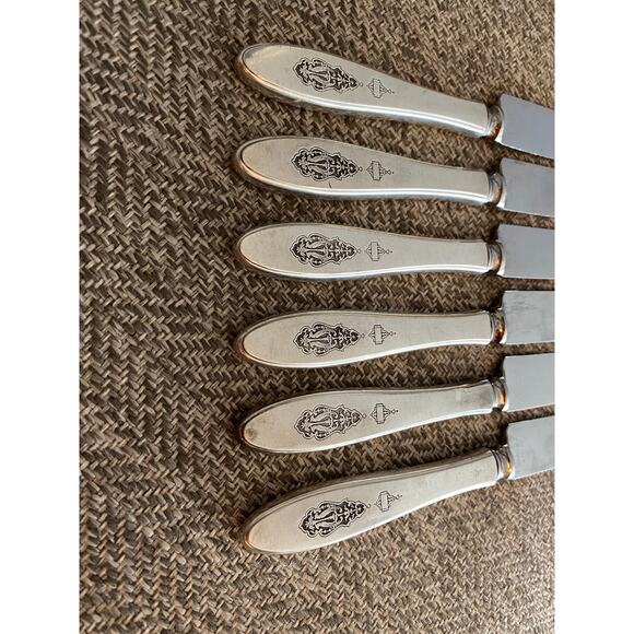 Antique Dinner Knives Bird of Paradise Oneida, 1923 Silverplate Deluxe Stainless - Picture 2 of 7